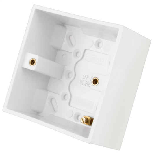 LGA Selectric 1 Gang 47mm Pattress Back Box White