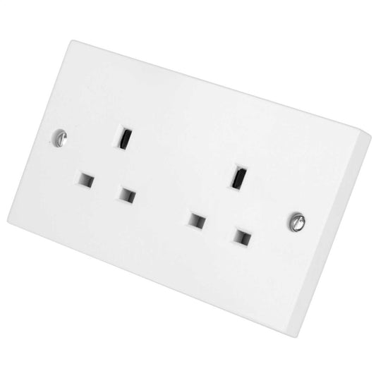 LGA Selectric 13A 2 Gang Unswitched Socket White