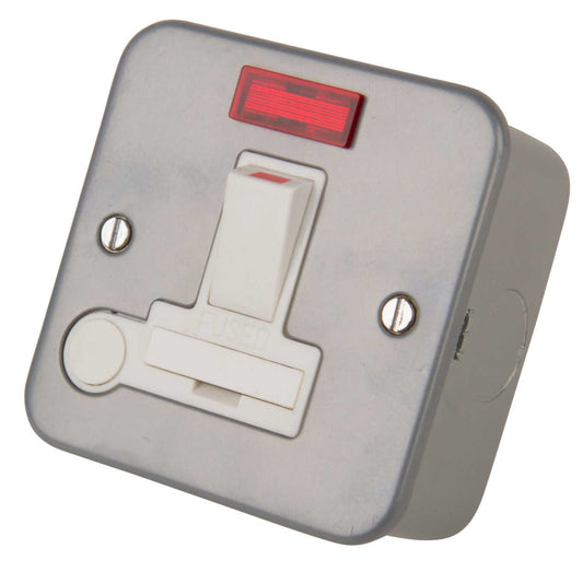 LGA Selectric 13A DP Switched Fused Spur with Neon and Flex Outlet Metal Clad