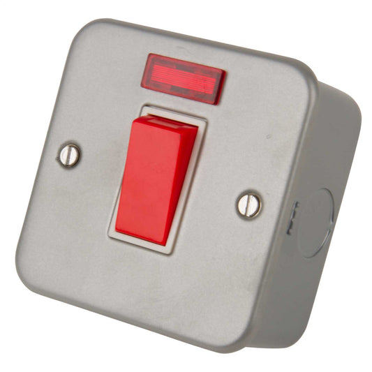 LGA Selectric 45A DP 1 Gang Switch with Neon Metal Clad