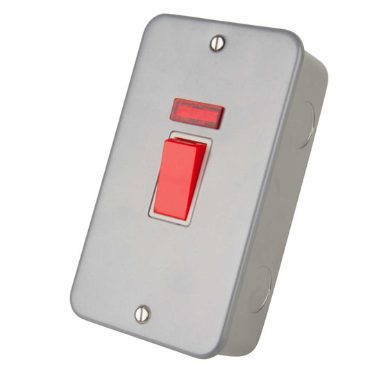 LGA Selectric 45A DP 2 Gang Vertical Switch with Neon Metal Clad