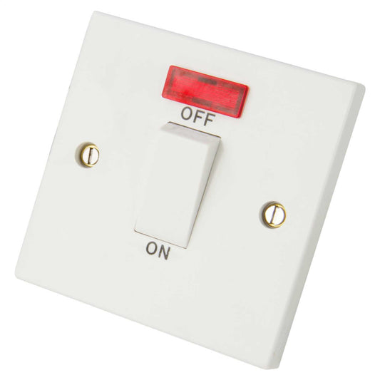 LGA Selectric 45A DP 1 Gang Switch with Neon and White Rocker White