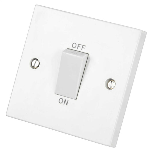 LGA Selectric 45A DP 1 Gang Switch with White Rocker White