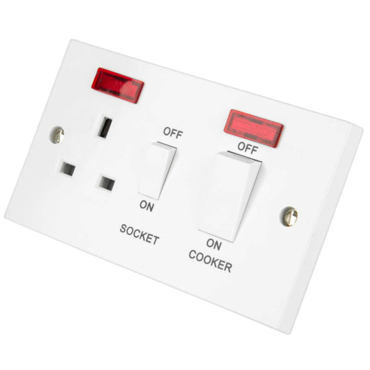 LGA Selectric 45A DP Cooker Control Unit with Neon and White Rocker White
