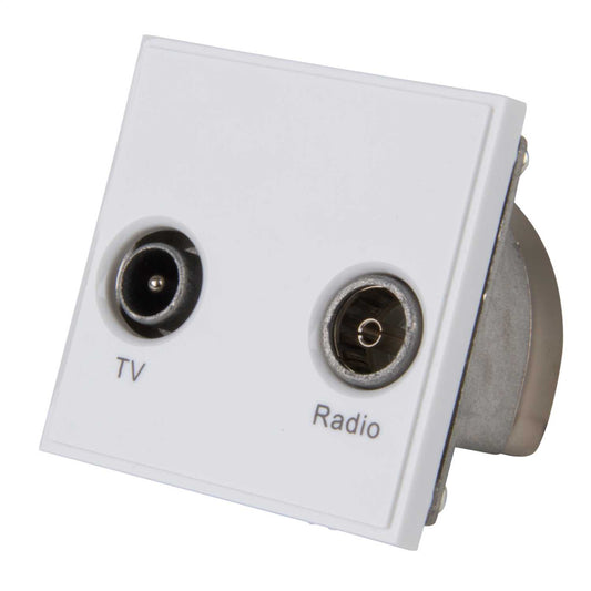 LGA Selectric Diplex 1xTV/FM Male and 1xTV/FM Female Isolated Euro Module White