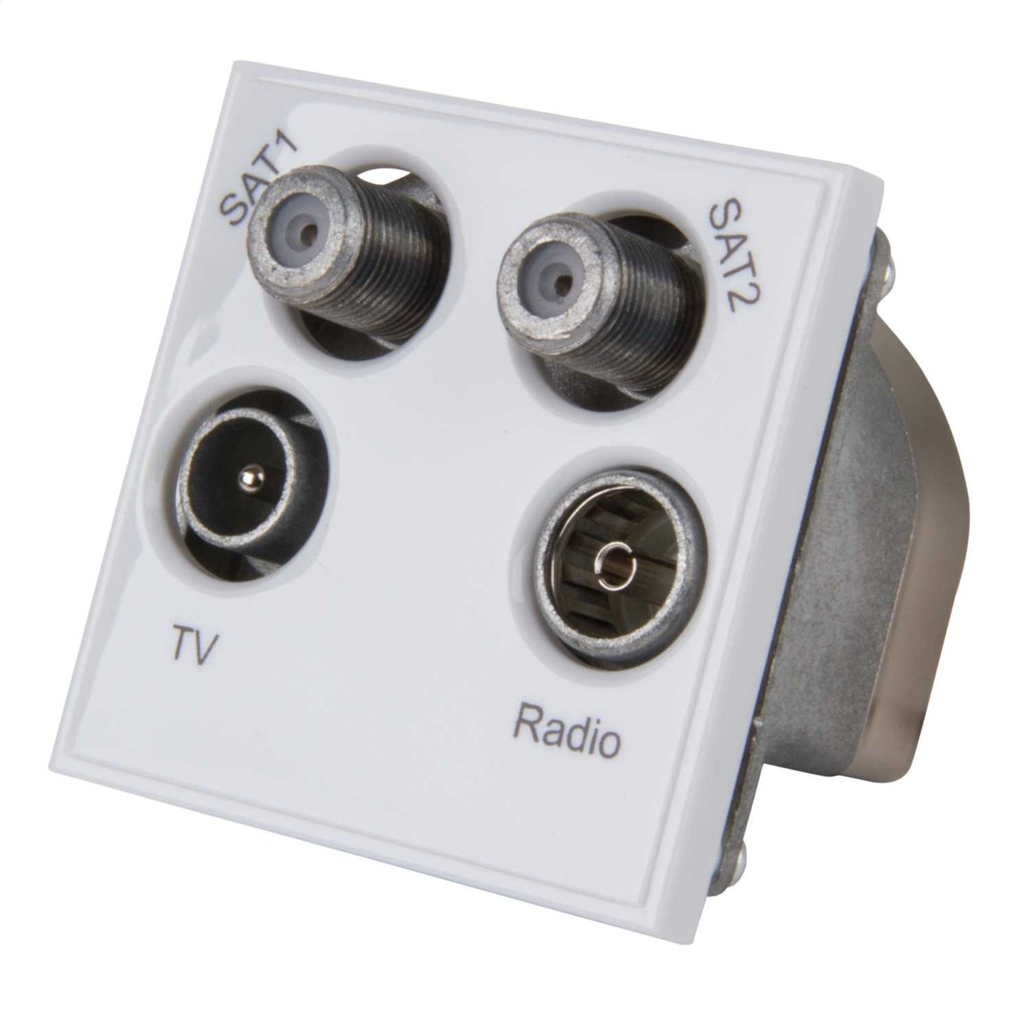 LGA Selectric Quad 1 x TV/FM Male, FM/FM Female and 2 x Female Sat Isolated Euro Module White