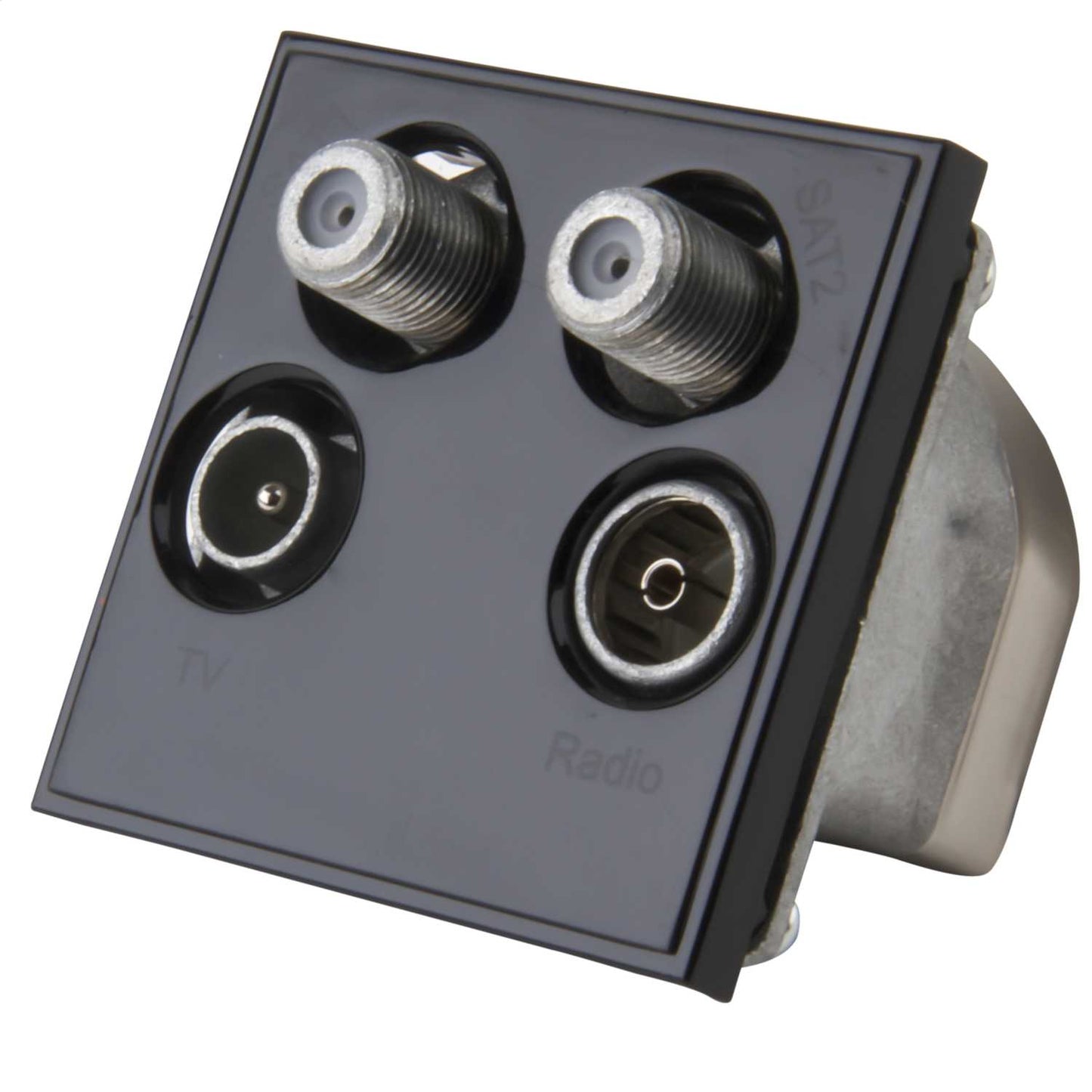 LGA Selectric Quad 1 x TV/FM Male, FM/FM Female and 2 x Female Sat Isolated Euro Module Black