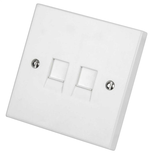 LGA Selectric 1 Gang Twin RJ45 Socket White