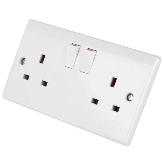LGA Selectric 13A DP 2 Gang Switched Socket White