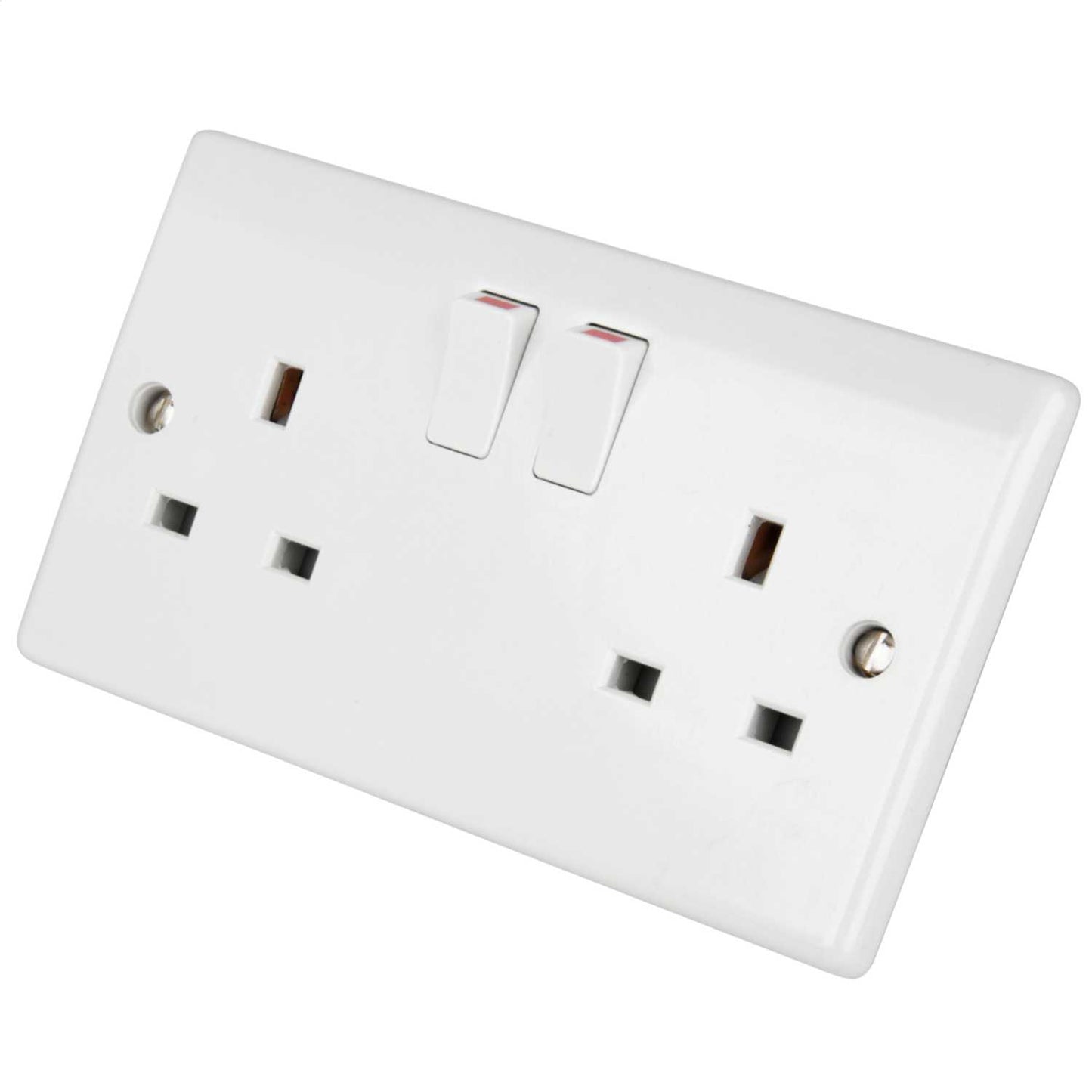 LGA Selectric 13A SP 2 Gang Switched Socket White