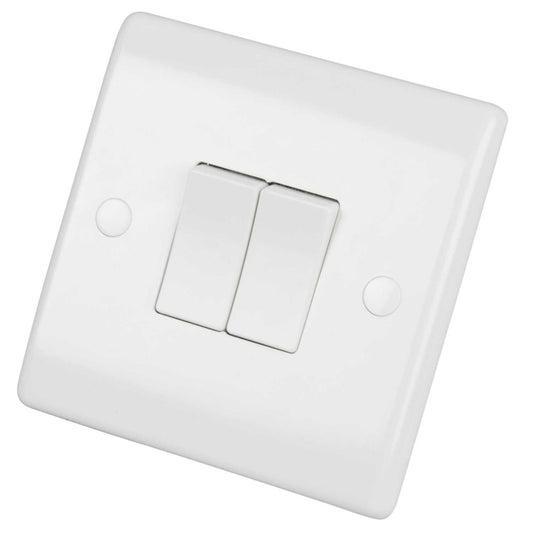 LGA Selectric 10A 2 Gang 2 Way Light Switch White