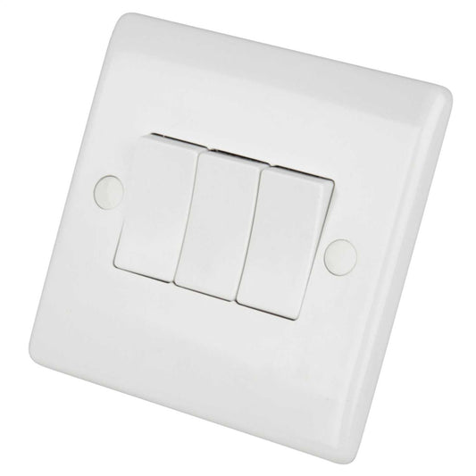 LGA Selectric 10A 3 Gang 2 Way Light Switch White
