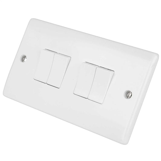 LGA Selectric 10A 4 Gang 2 Way Light Switch White