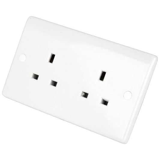 LGA Selectric 13A 2 Gang Unswitched Socket White