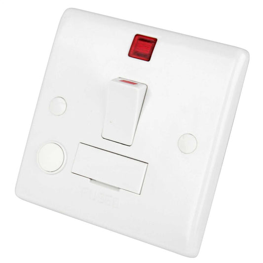 LGA Selectric 13A DP Switched Fused Spur with Neon and Flex Outlet White