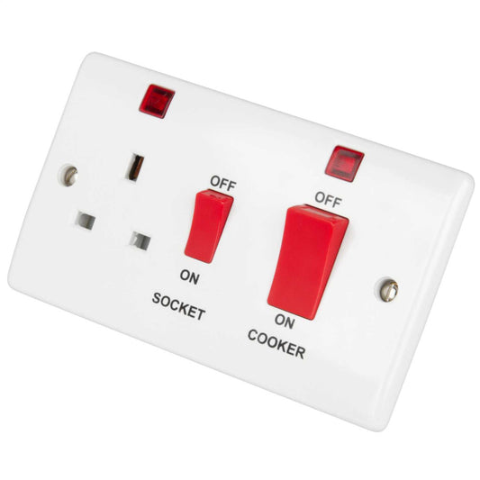 LGA Selectric 45A DP Cooker Control Unit with Neon and Red Rockers White