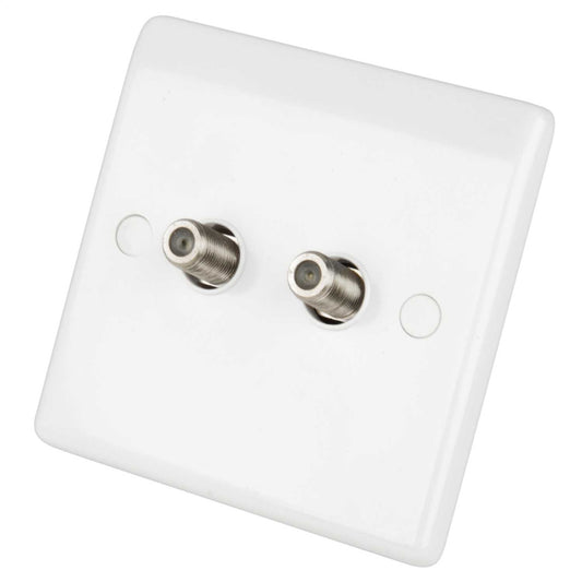LGA Selectric 1 Gang Twin Satellite Socket White