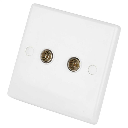 LGA Selectric 1 Gang Twin Coaxial Socket White
