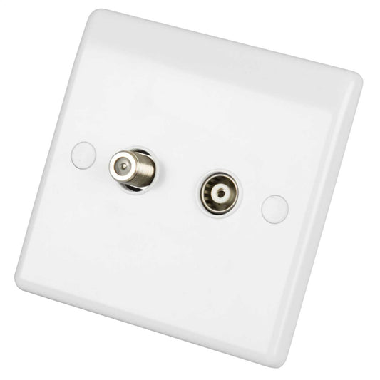 LGA Selectric 1 Gang Satellite and Coaxial Socket White
