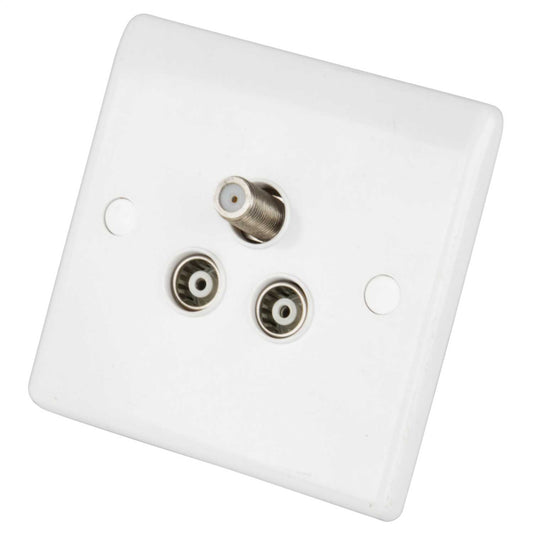 LGA Selectric 1 Gang Satellite and Twin Coaxial Socket White