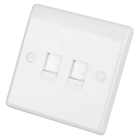 LGA Selectric 1 Gang Twin RJ45 Data Socket White