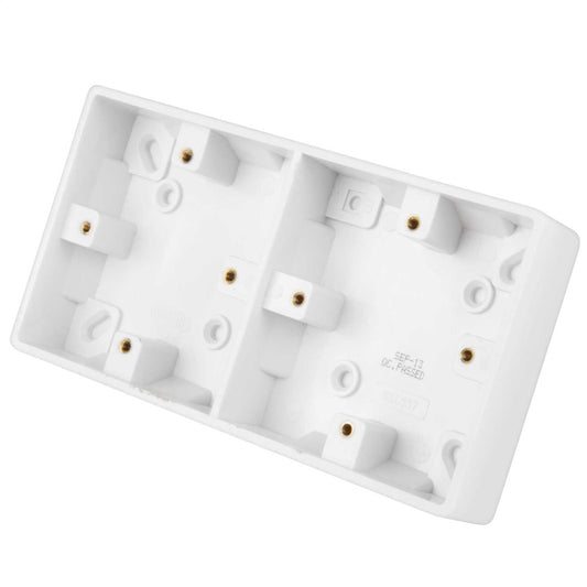 LGA Selectric 25mm Dual Pattress Back Box White