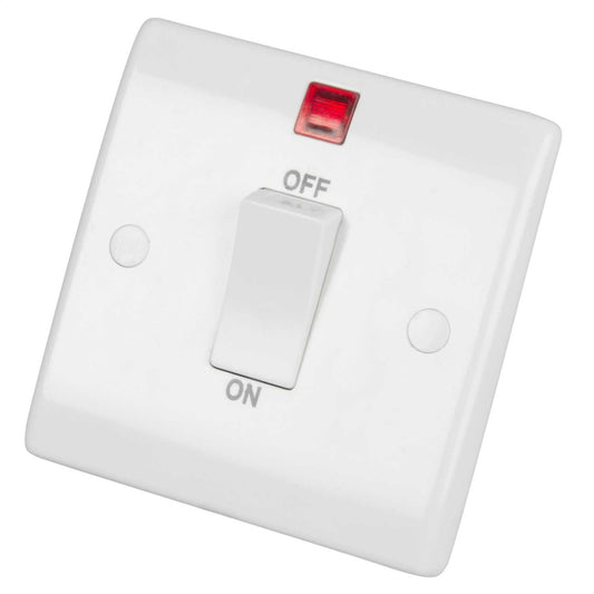 LGA Selectric 45A DP 1 Gang Switch with Neon White