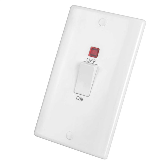 LGA Selectric 45A DP 2 Gang Vertical Switch with Neon White