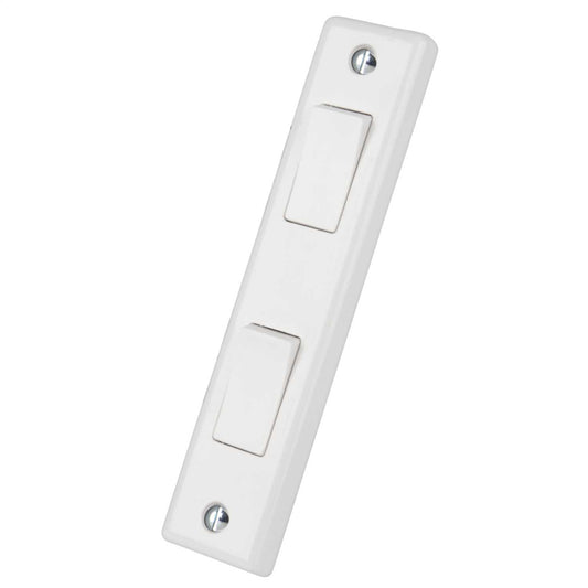 LGA Selectric 10A 2 Gang 2 Way Architrave Switch White