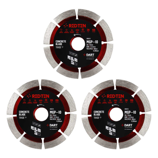 Dart Red Ten 115mm MGP-10 Diamond Segmented Circular Saw Blade (Pack of 3)