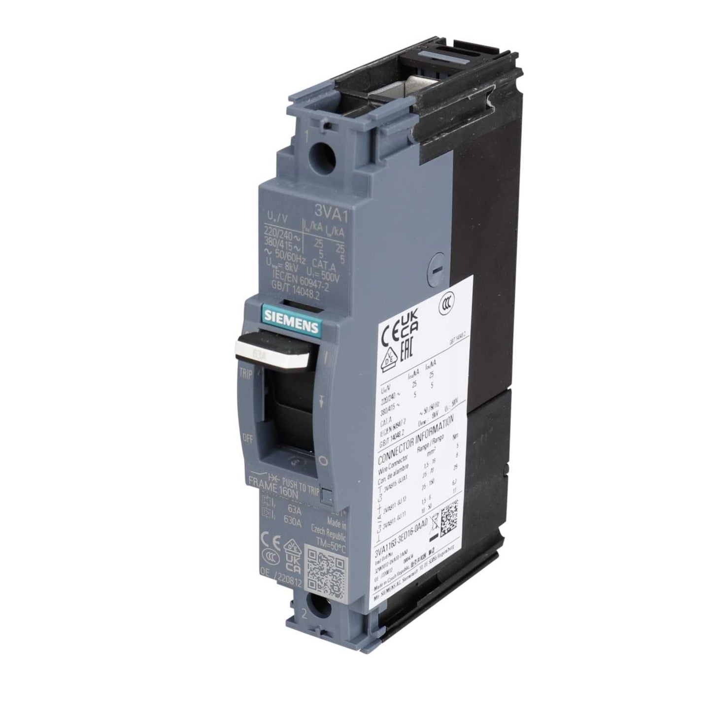 Siemens 63A Single Pole 25kA Mccb