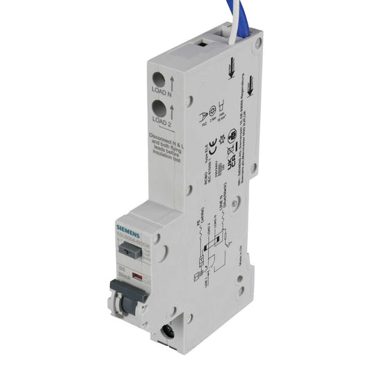Siemens 6A 1P+N 1 Module B Curve 10kA 30mA Type A Rcbo