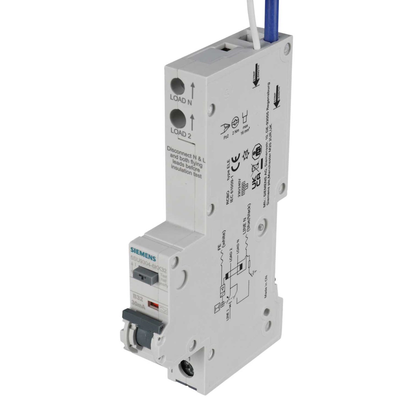 Siemens 32A 1P+N 1 Module B Curve 10kA 30mA Type A Rcbo