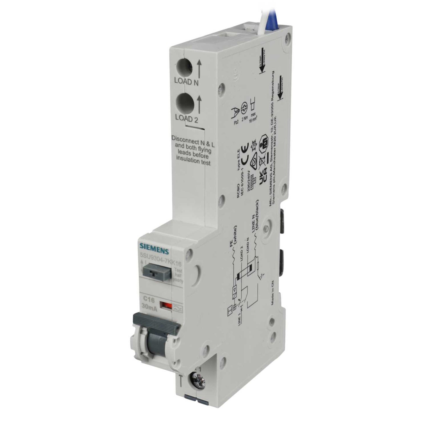 Siemens 16A 1P+N 1 Module C Curve 10kA 30mA Type A Rcbo