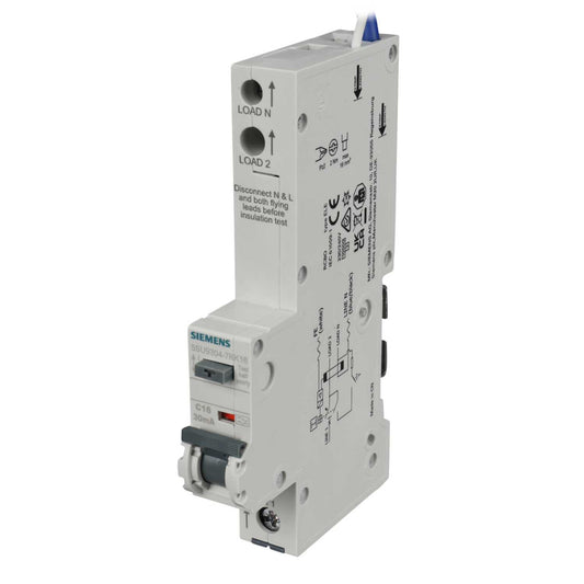 Siemens 16A 1P+N 1 Module C Curve 10kA 30mA Type A Rcbo