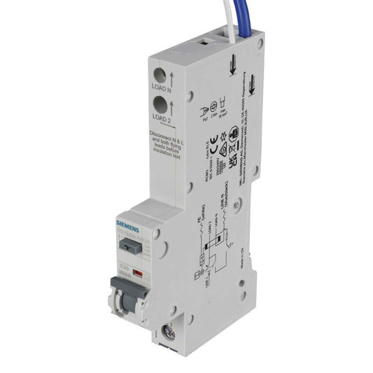 Siemens 20A 1P+N 1 Module C Curve 10kA 30mA Type A Rcbo
