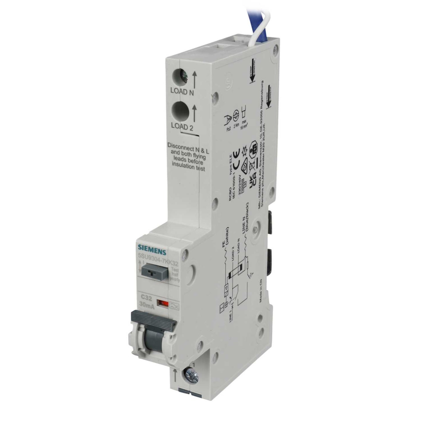 Siemens 32A 1P+N 1 Module C Curve 10kA 30mA Type A Rcbo
