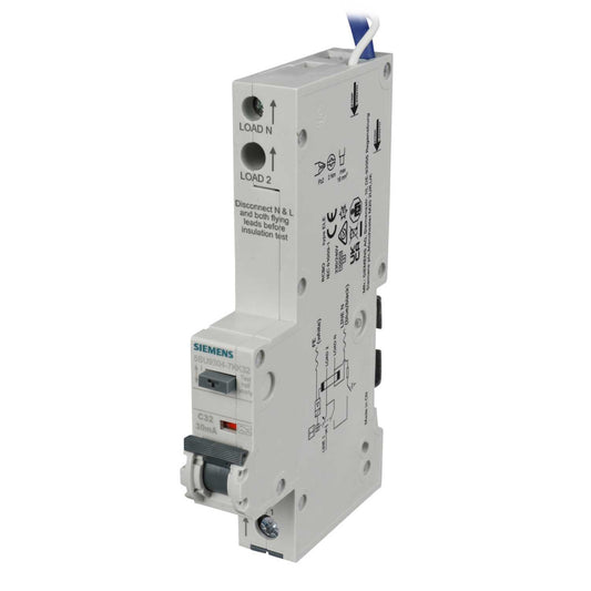 Siemens 32A 1P+N 1 Module C Curve 10kA 30mA Type A Rcbo