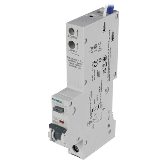 Siemens 50A 1P+N 1 Module C Curve 10kA 30mA Type A Rcbo