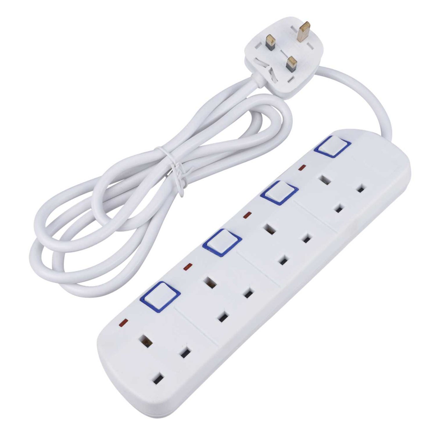 Silverline 13A 2m 4 Gang Switched Extension Lead with Neon White