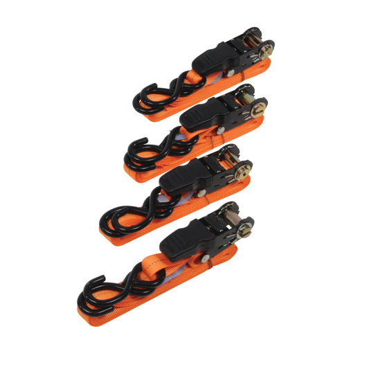Silverline 2m x 25mm 4 Piece 250kg Cargo Lashing Set Orange and Black