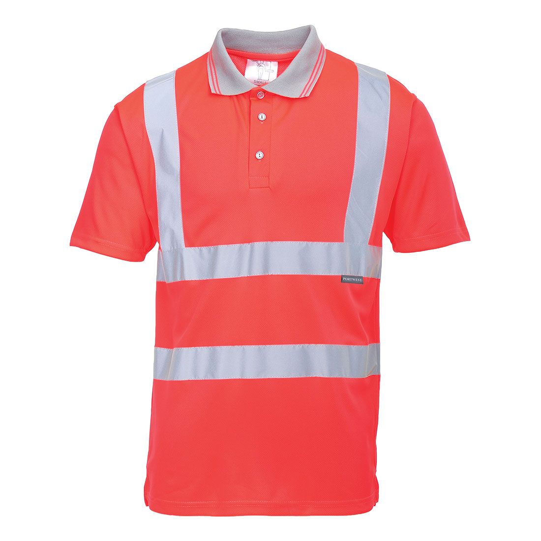 Hi-Vis Polo Shirt S/S , L, R, Red
