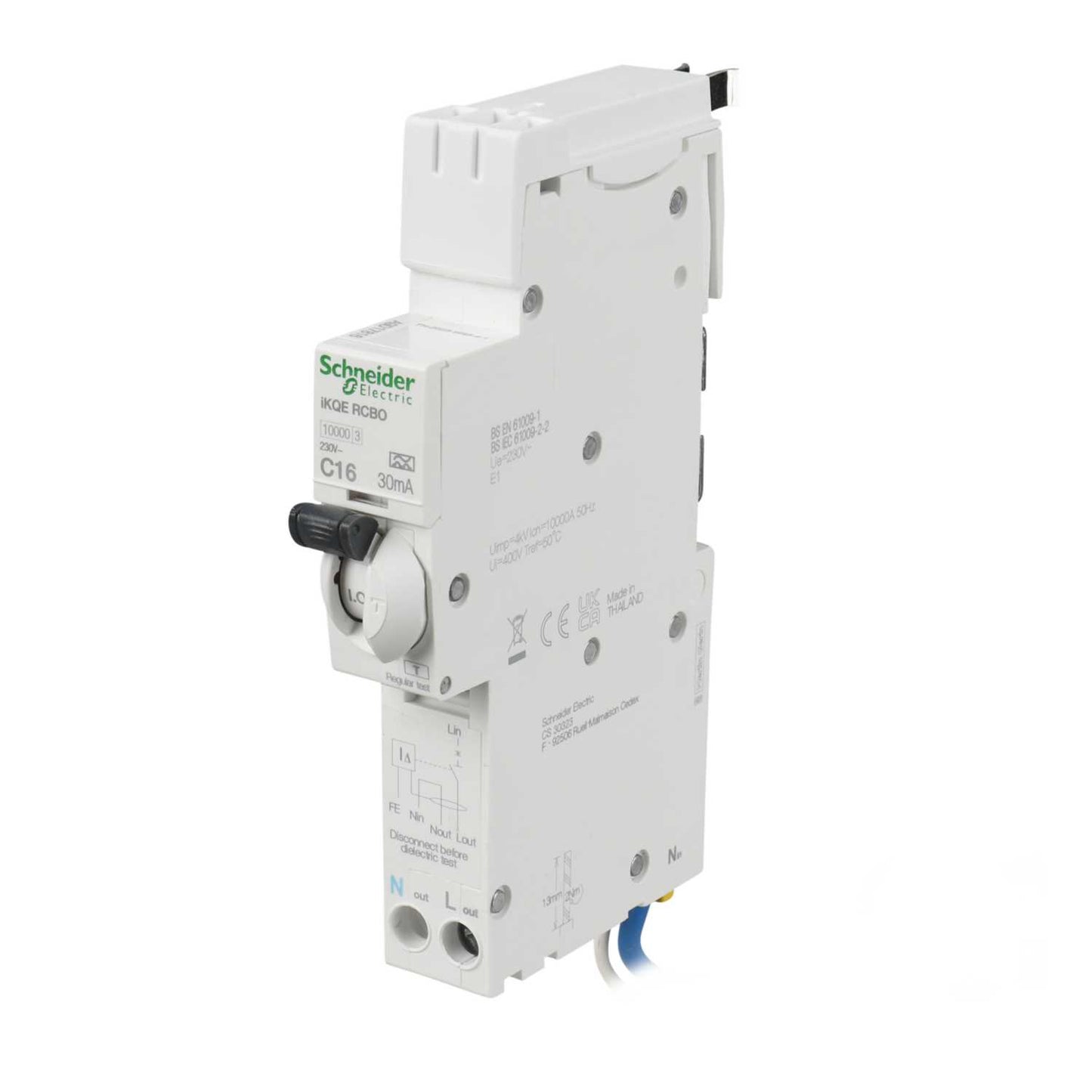 Schneider Square D IKQ 16A 1P+N 1 Module C Curve 10kA 30mA Type A Rcbo
