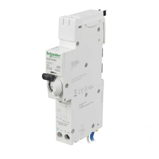 Schneider Square D IKQ 16A 1P+N 1 Module C Curve 10kA 30mA Type A Rcbo