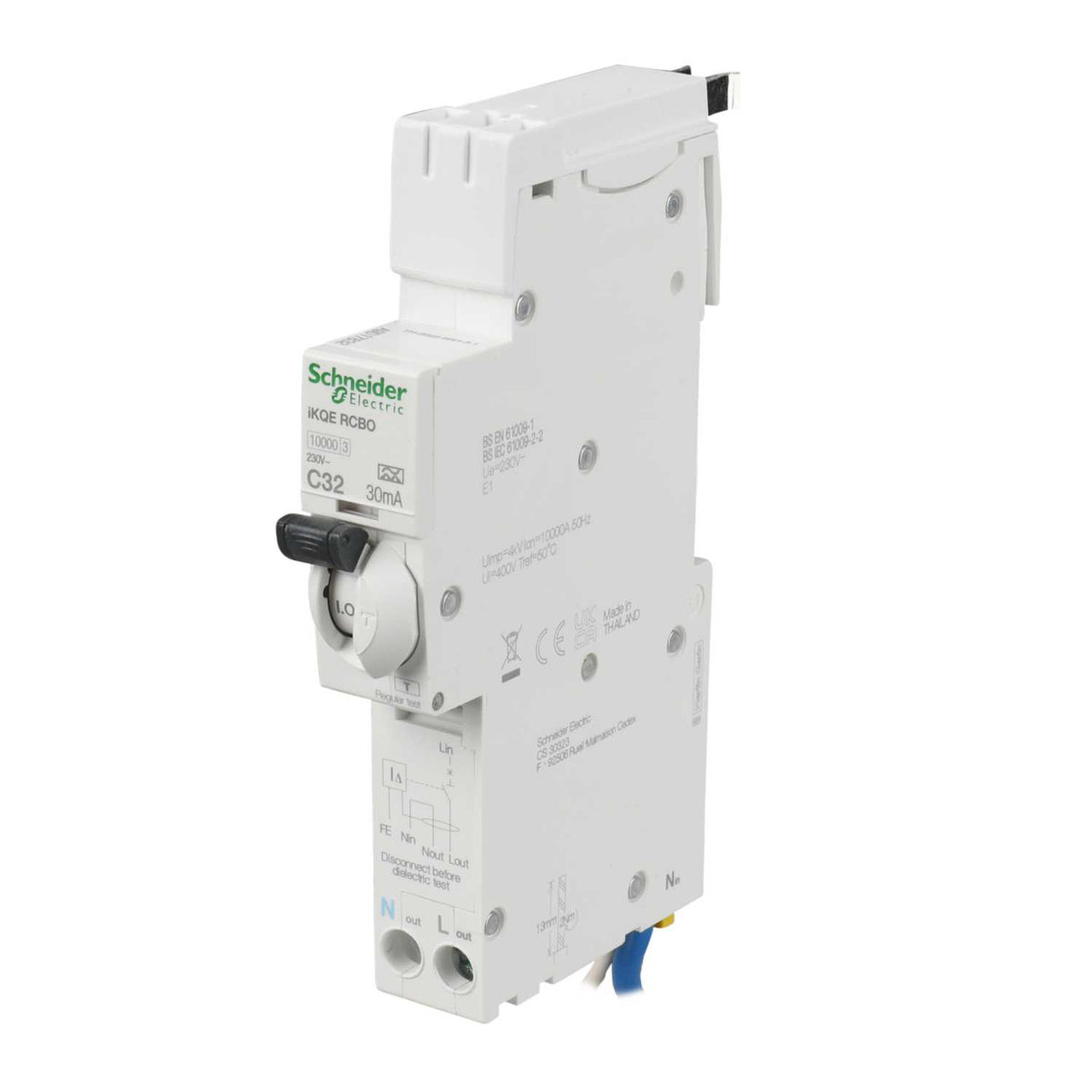 Schneider Square D IKQ 32A 1P+N 1 Module C Curve 10kA 30mA Type A Rcbo