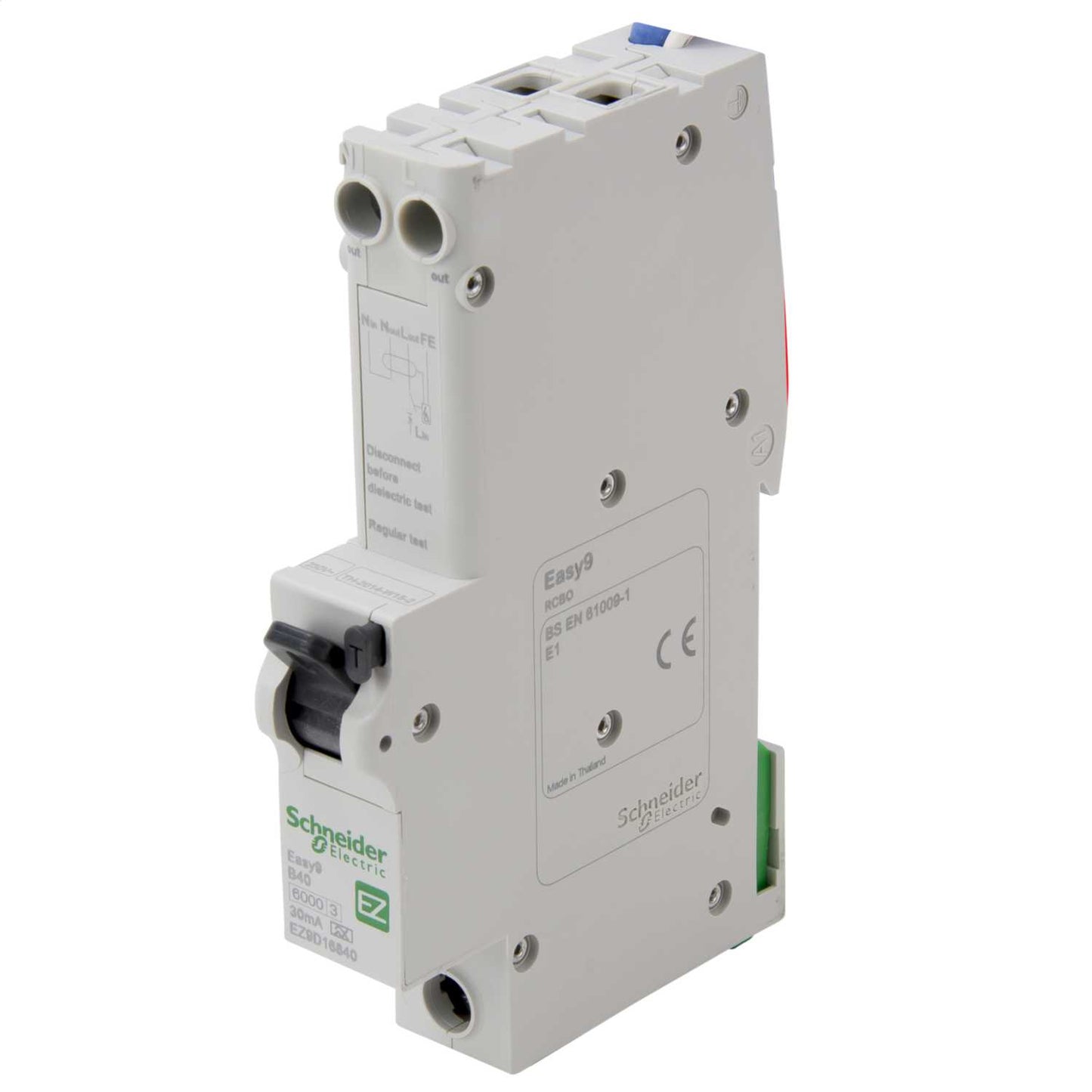 Schneider Easy9 40A 1P+N 1 Module B Curve 6kA 30mA Type A Rcbo