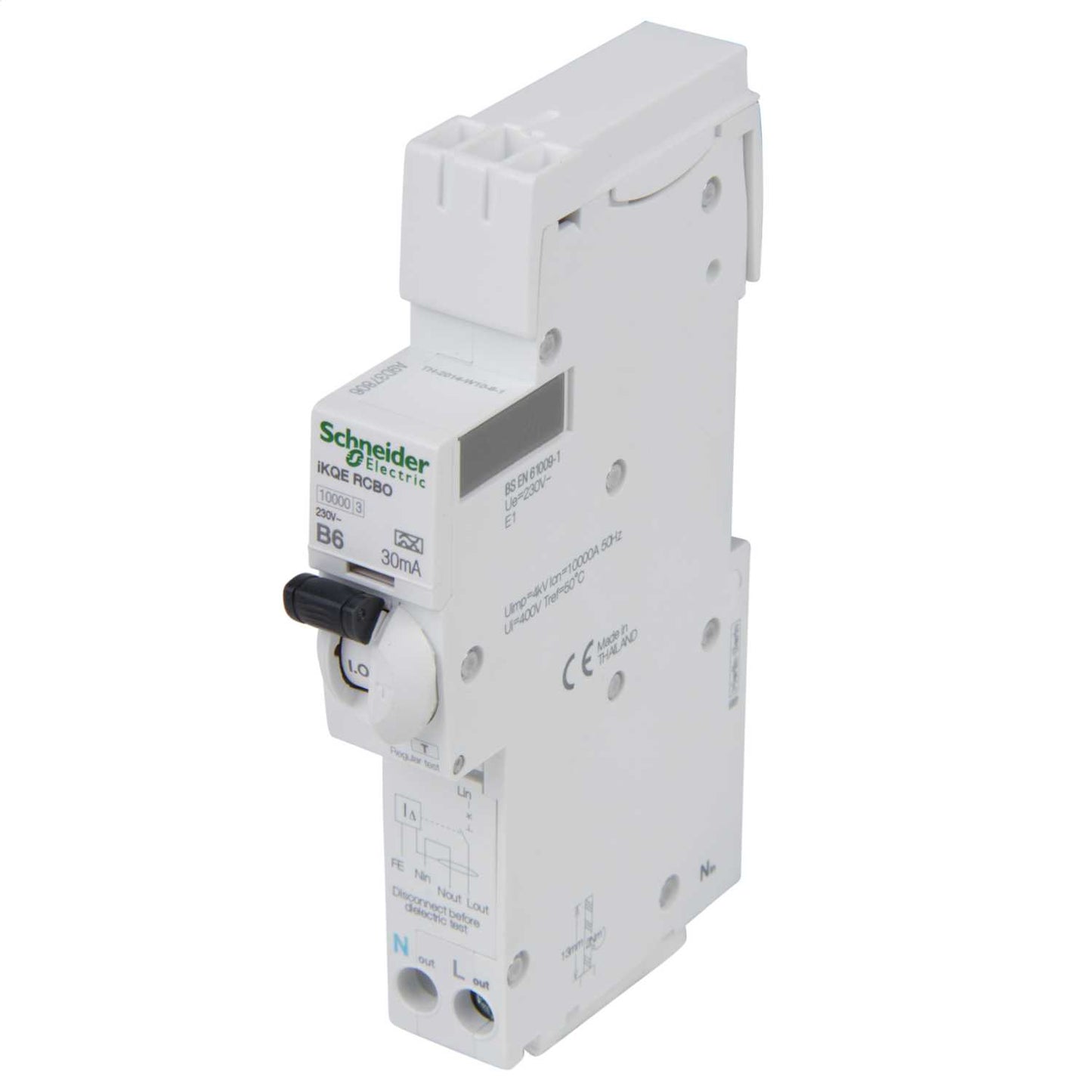 Schneider Square D IKQ 6A 1P+N 1 Module B Curve 10kA 30mA Type A Rcbo