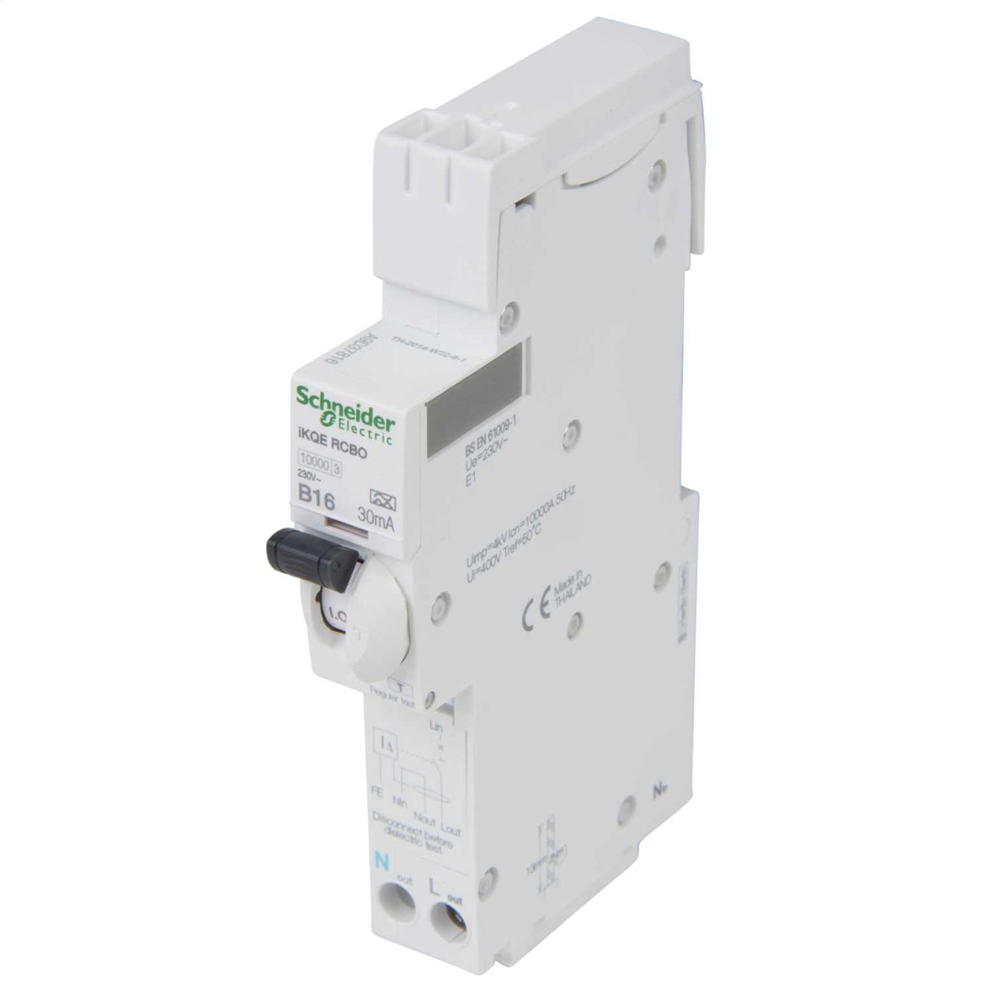 Schneider Square D IKQ 16A 1P+N 1 Module B Curve 10kA 30mA Type A Rcbo