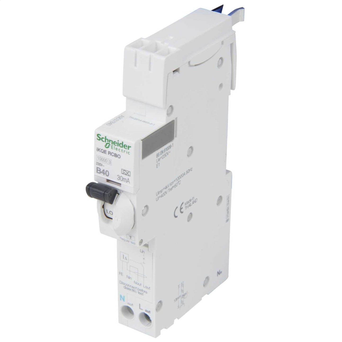 Schneider Square D IKQ 40A 1P+N 1 Module B Curve 10kA 30mA Type A Rcbo