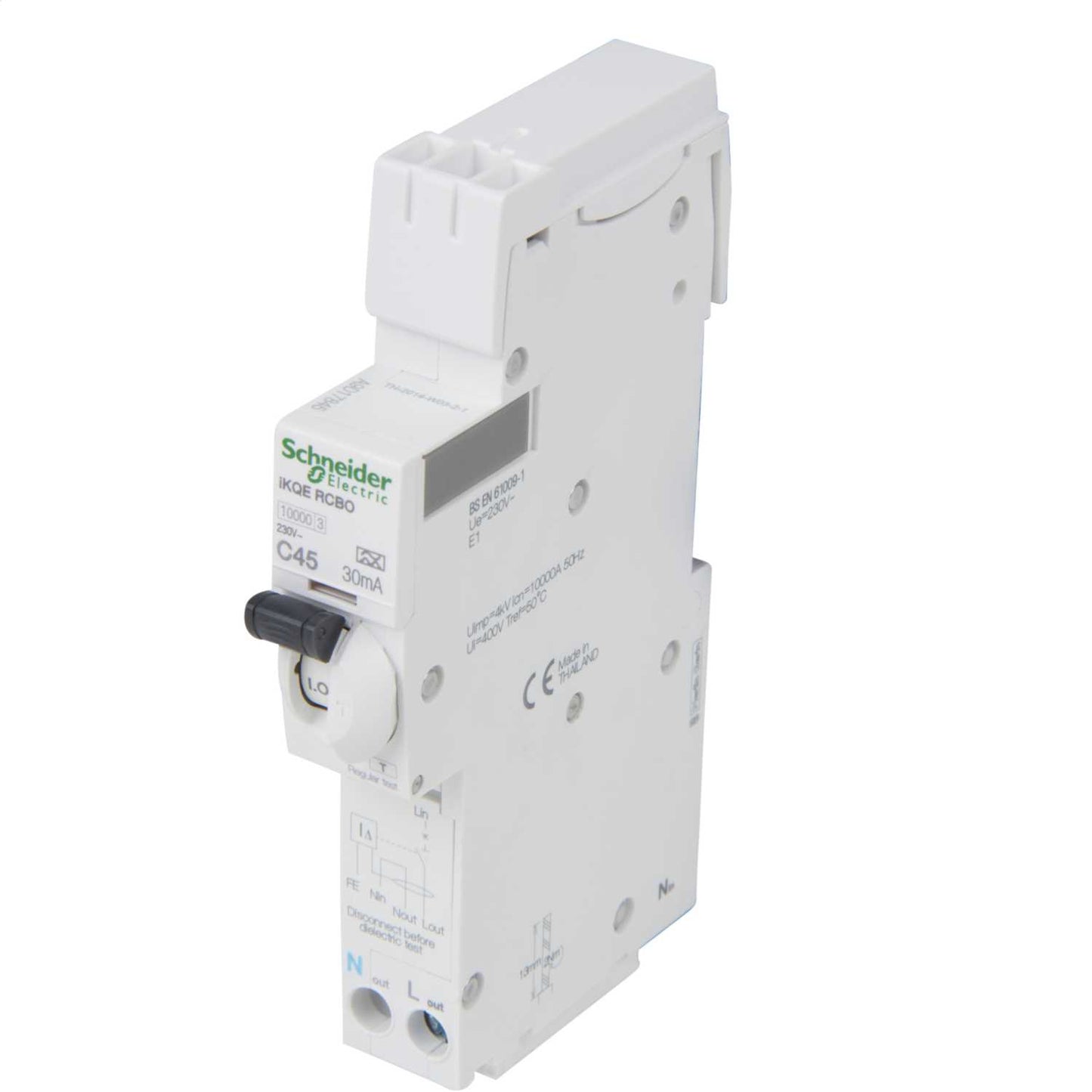 Schneider Square D IKQ 45A 1P+N 1 Module C Curve 10kA 30mA Type A Rcbo